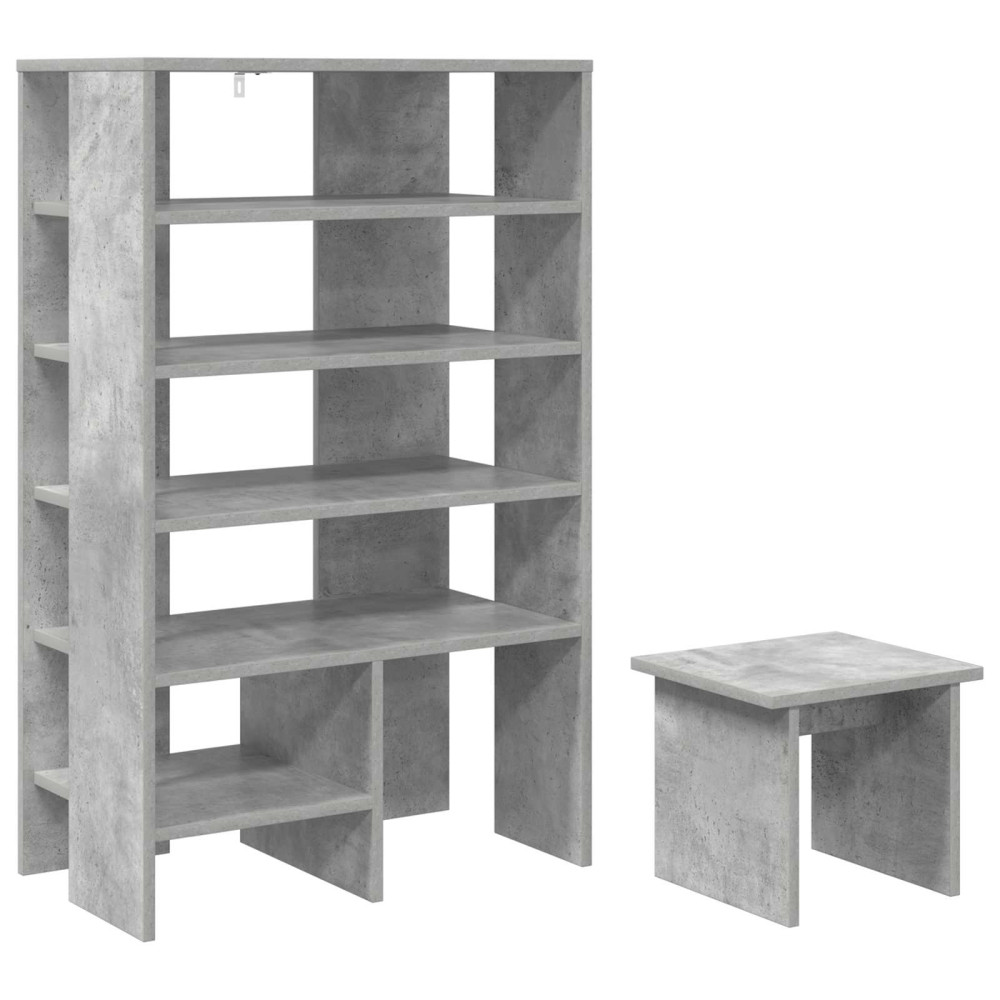 Produktbild för Skoskåp med hylla med lagring 2 pcs Betonggrå Konstruerat trä