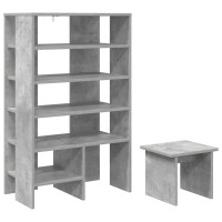 Produktbild för Skoskåp med hylla med lagring 2 pcs Betonggrå Konstruerat trä