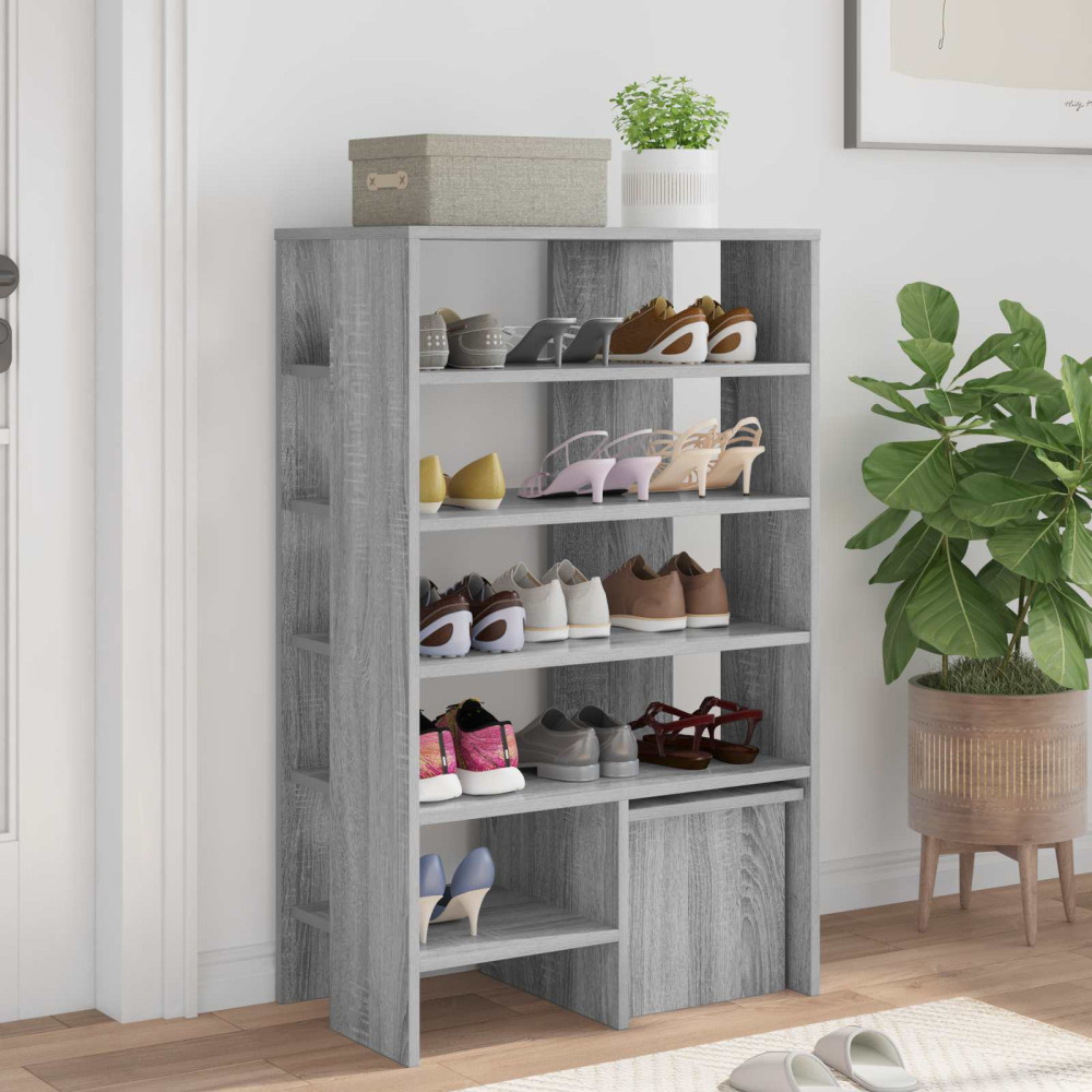 Produktbild för Skoskåp med hylla med lagring 2 pcs Grå Sonoma Konstruerat trä