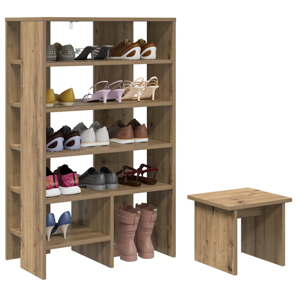 Produktbild för Skoskåp med hylla med lagring 2 pcs Artisan Ek Konstruerat trä