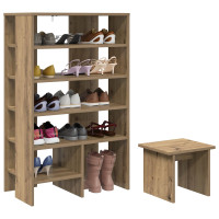 Produktbild för Skoskåp med hylla med lagring 2 pcs Artisan Ek Konstruerat trä