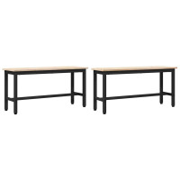 Produktbild för Matbänkar 2 pcs Naturfärg 100 x 32,5 x 49 cm Massivt furuträ