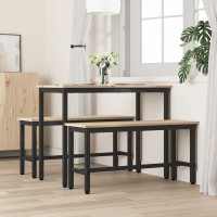 Produktbild för Matbänkar 2 pcs Naturfärg 100 x 32,5 x 49 cm Massivt furuträ