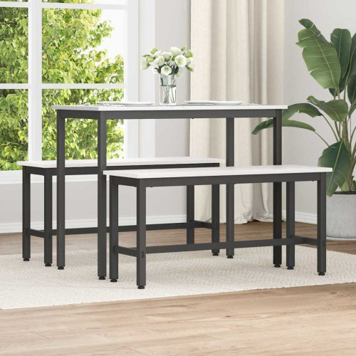 vidaXL Matbänk 2 pcs Vit 100 x 32,5 x 49 cm Massivt furuträ