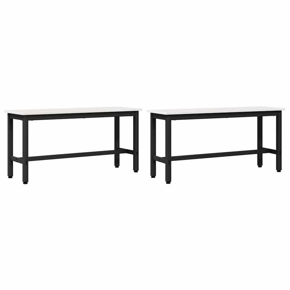 Produktbild för Matbänk 2 pcs Vit 100 x 32,5 x 49 cm Massivt furuträ