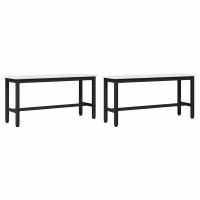 Produktbild för Matbänk 2 pcs Vit 100 x 32,5 x 49 cm Massivt furuträ