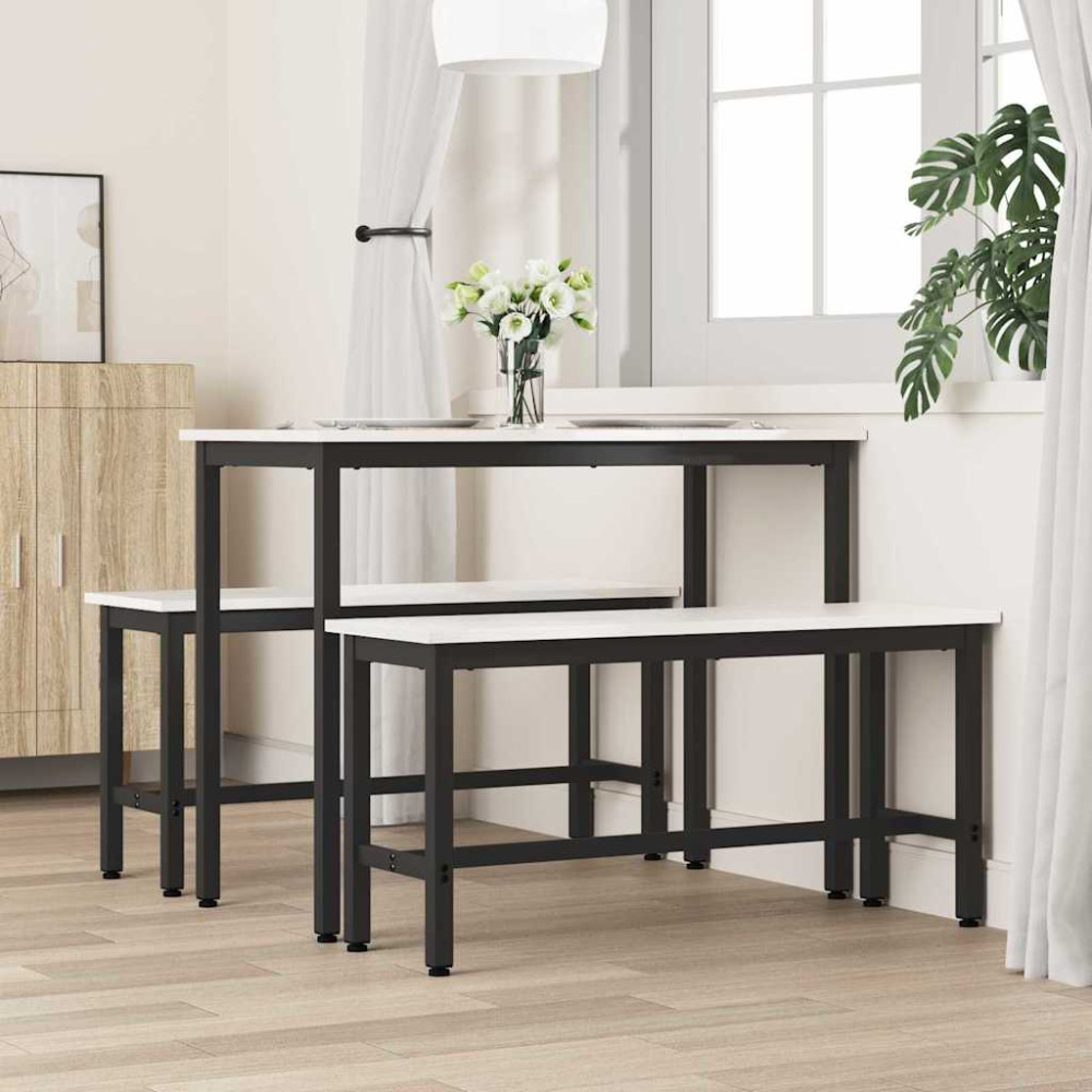 Produktbild för Matbänk 2 pcs Vit 100 x 32,5 x 49 cm Massivt furuträ