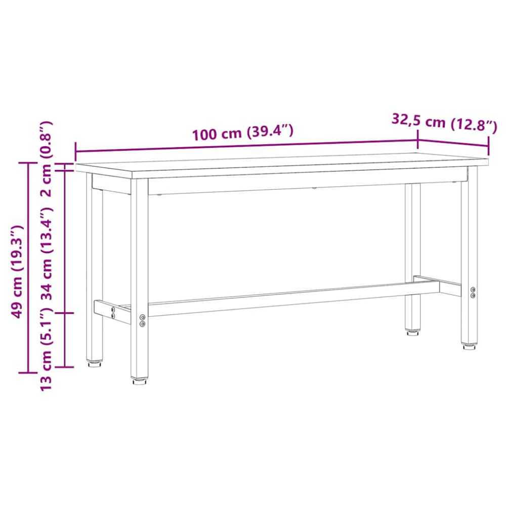 Produktbild för Matbänk 2 pcs Vit 100 x 32,5 x 49 cm Massivt furuträ