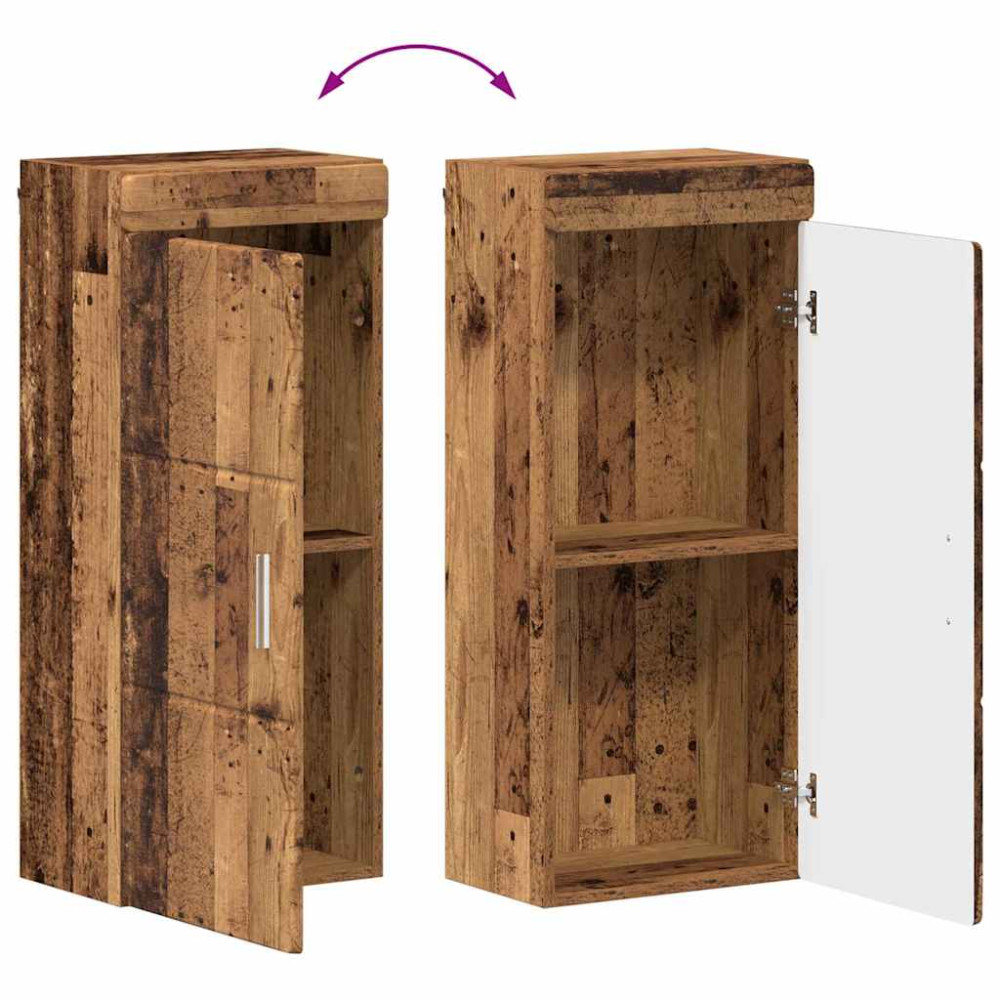 Produktbild för Badrumsväggskåp med hylla TULUM Gammalt trä 37 x 24,5 x 86 cm