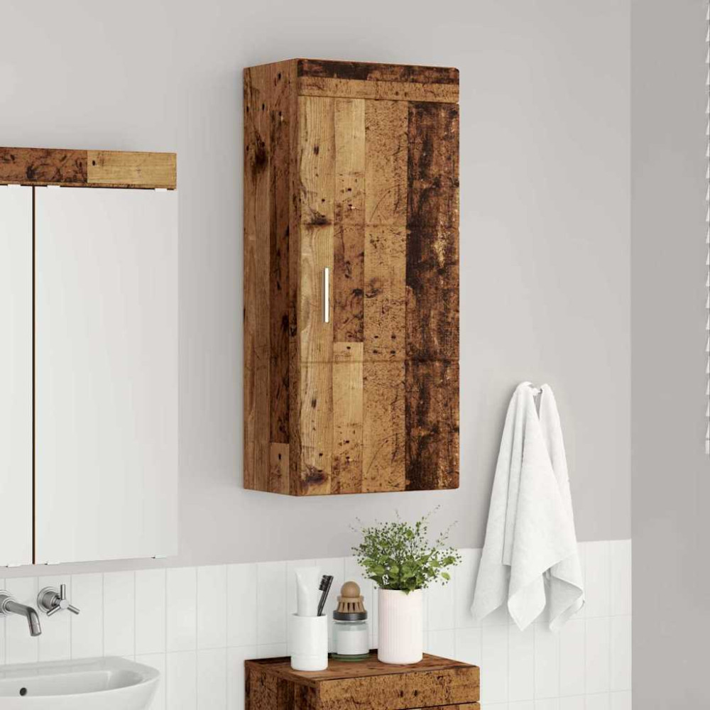 Produktbild för Badrumsväggskåp med hylla TULUM Gammalt trä 37 x 24,5 x 86 cm