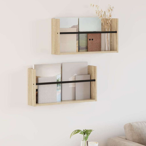 vidaXL Tidningshylla 2 pcs Sonoma-ek 60 x 12 x 30 cm Konstruerat trä