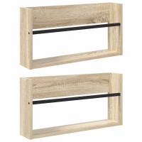 Produktbild för Tidningshylla 2 pcs Sonoma-ek 60 x 12 x 30 cm Konstruerat trä