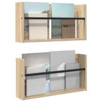 Produktbild för Tidningshylla 2 pcs Sonoma-ek 60 x 12 x 30 cm Konstruerat trä