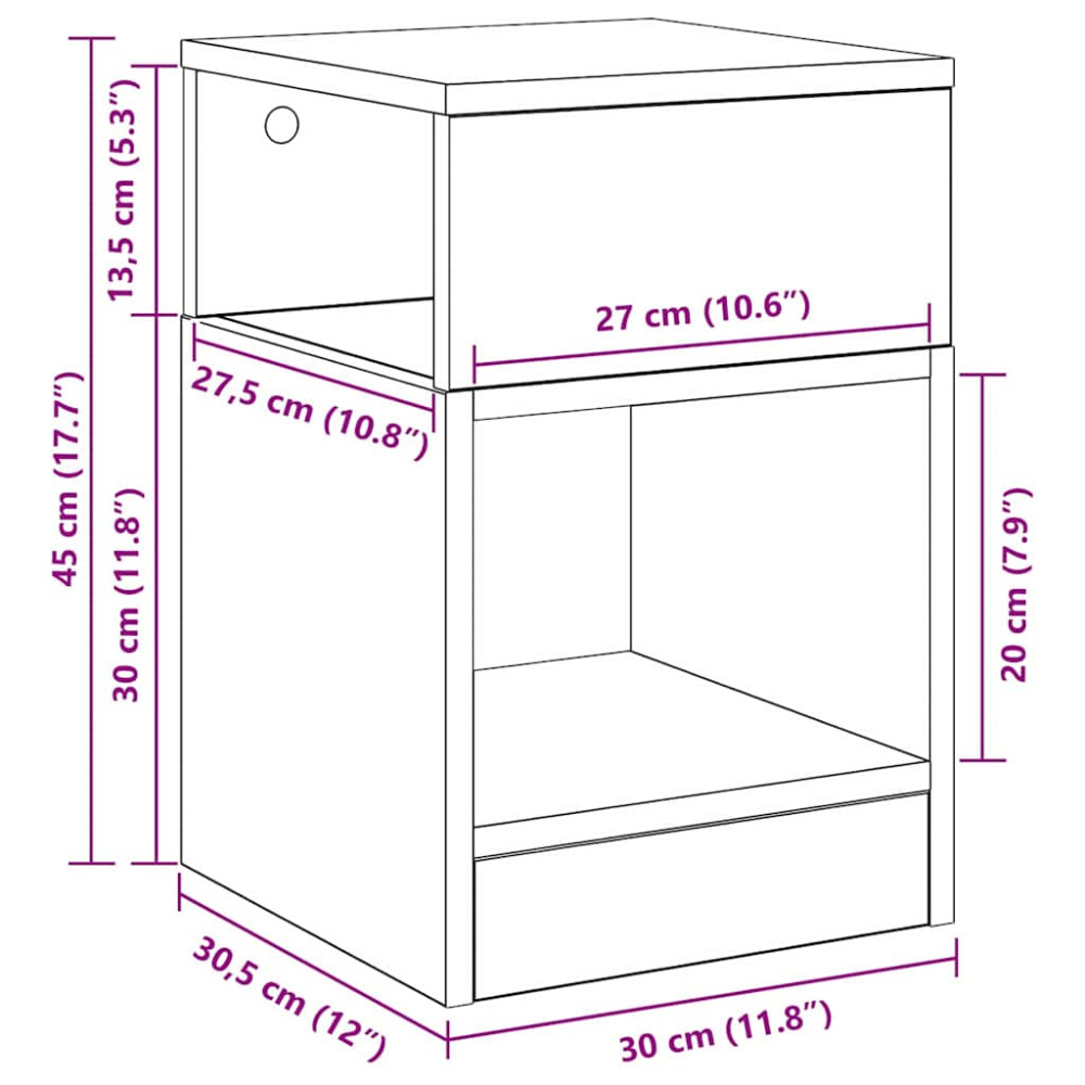 Produktbild för Sidobord Vit 30,5 x 30 x 45 cm Konstruerat trä