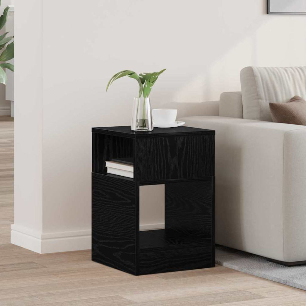 Produktbild för Sidobord Svart Ek 30,5 x 30 x 45 cm Konstruerat trä