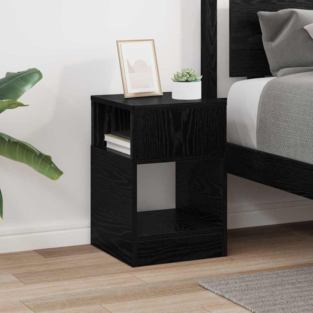 Produktbild för Sidobord Svart Ek 30,5 x 30 x 45 cm Konstruerat trä