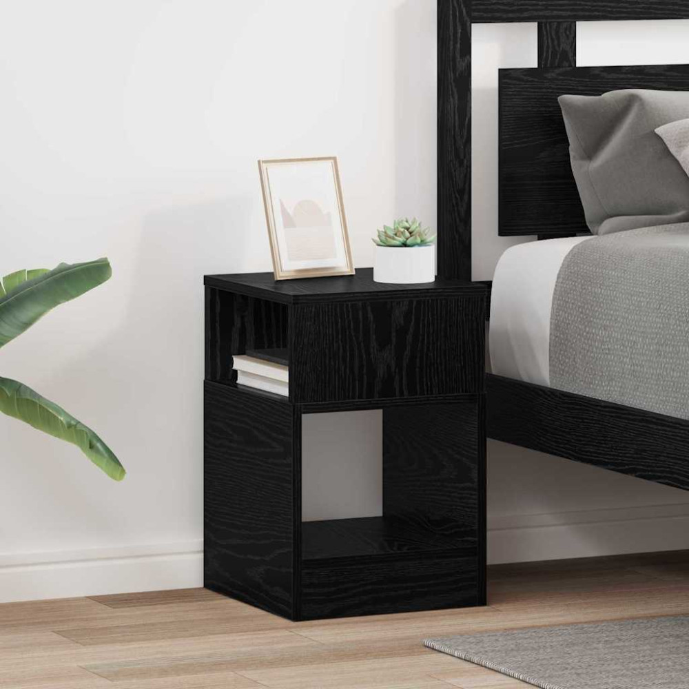Produktbild för Sidobord 2 pcs Svart Ek 30,5 x 30 x 45 cm Konstruerat trä