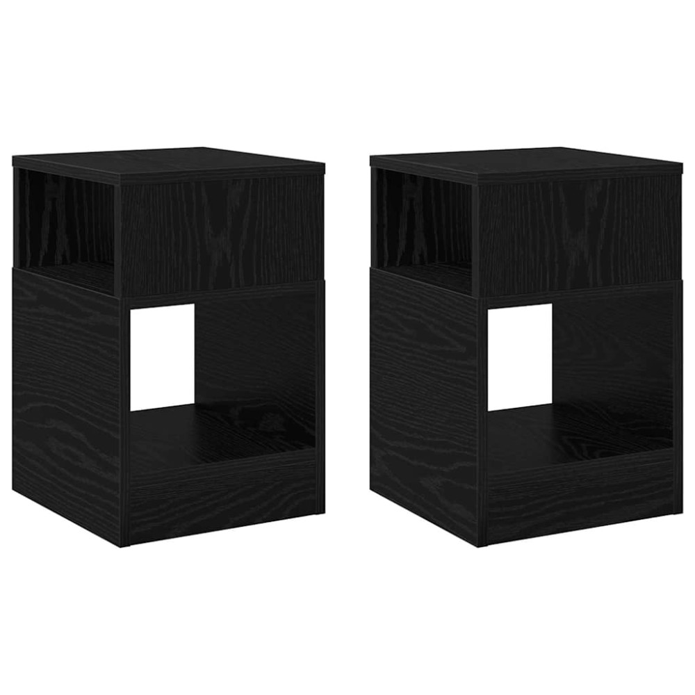 Produktbild för Sidobord 2 pcs Svart Ek 30,5 x 30 x 45 cm Konstruerat trä
