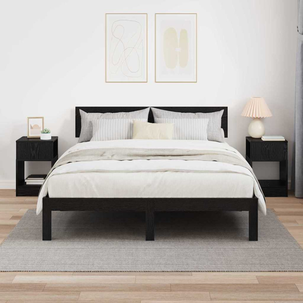 Produktbild för Sidobord 2 pcs Svart Ek 30,5 x 30 x 45 cm Konstruerat trä