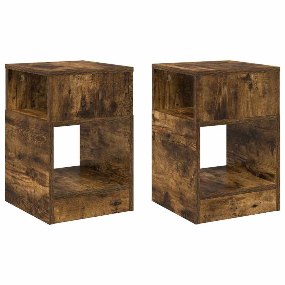 Produktbild för Sidobord 2 pcs Rökt ek 30,5 x 30 x 45 cm Konstruerat trä