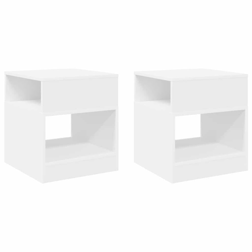 Produktbild för Sidobord 2 pcs Vit 40,5 x 40 x 45 cm Konstruerat trä