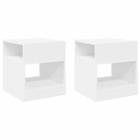 Produktbild för Sidobord 2 pcs Vit 40,5 x 40 x 45 cm Konstruerat trä