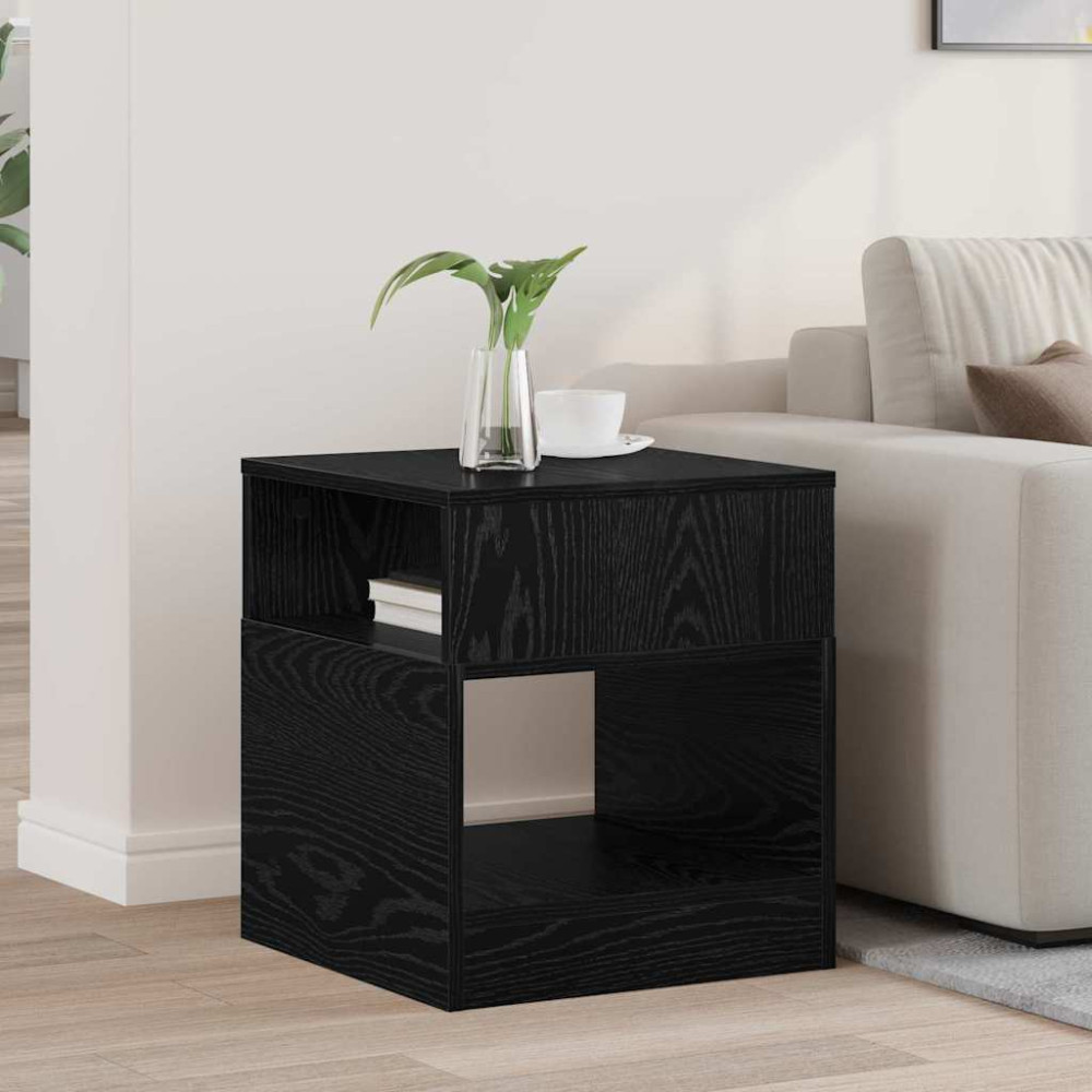 Produktbild för Sidobord Svart Ek 40,5 x 40 x 45 cm Konstruerat trä