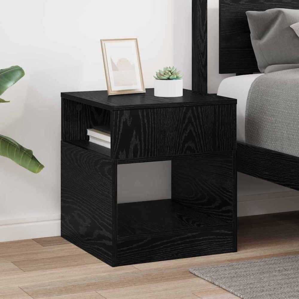 Produktbild för Sidobord Svart Ek 40,5 x 40 x 45 cm Konstruerat trä