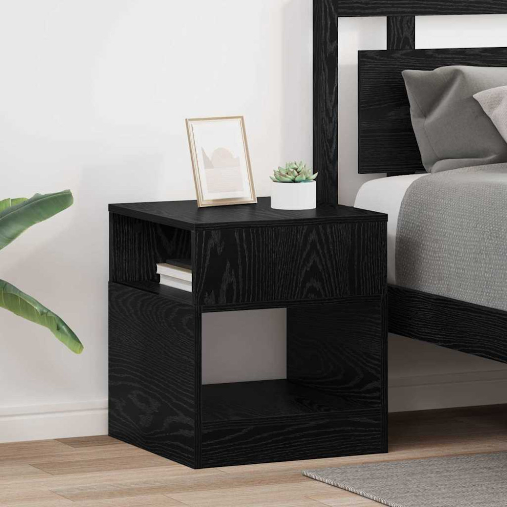 Produktbild för Sidobord 2 pcs Svart Ek 40,5 x 40 x 45 cm Konstruerat trä