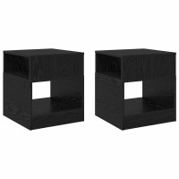 Produktbild för Sidobord 2 pcs Svart Ek 40,5 x 40 x 45 cm Konstruerat trä