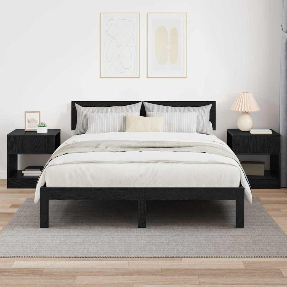 Produktbild för Sidobord 2 pcs Svart Ek 40,5 x 40 x 45 cm Konstruerat trä