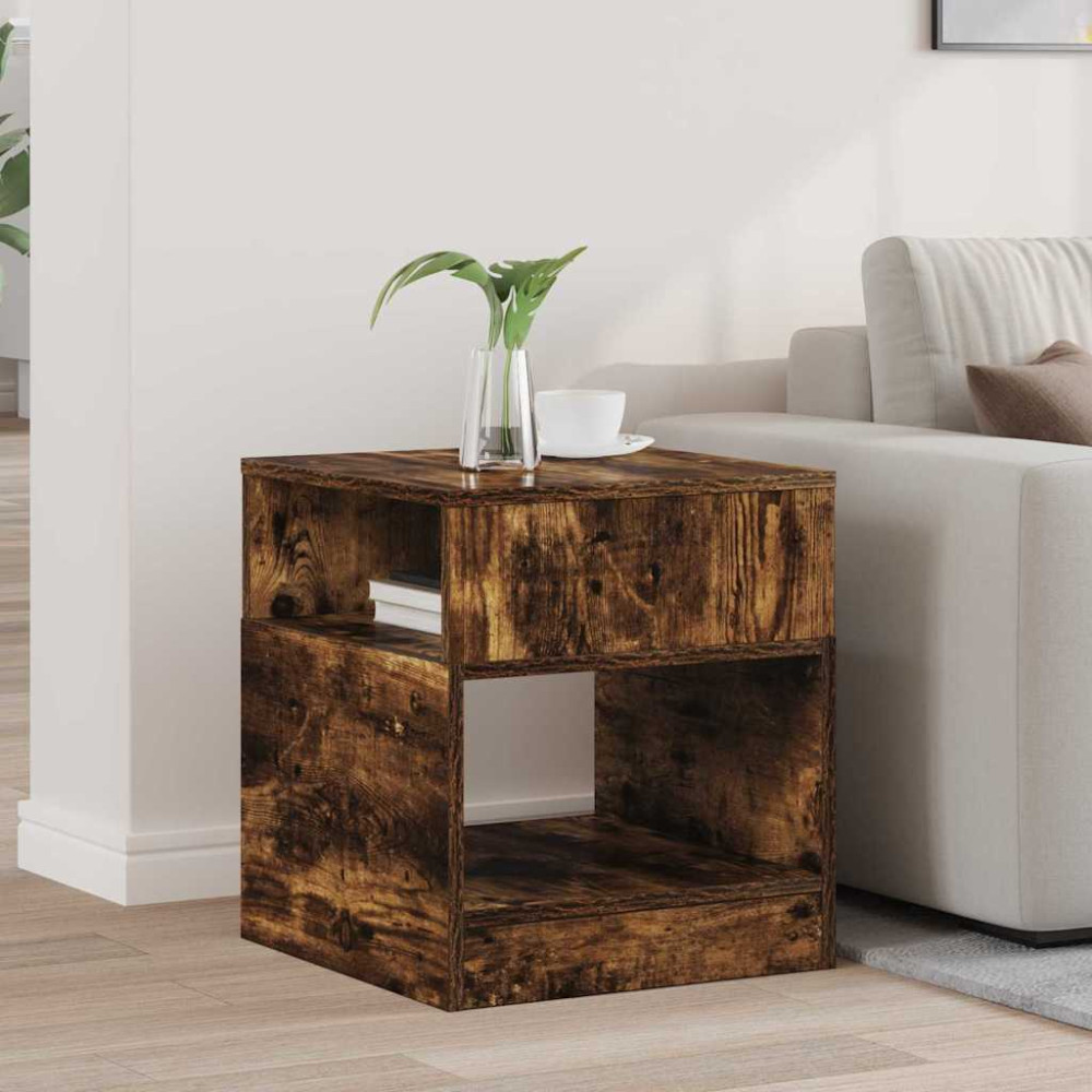 Produktbild för Sidobord Rökt ek 40,5 x 40 x 45 cm Konstruerat trä