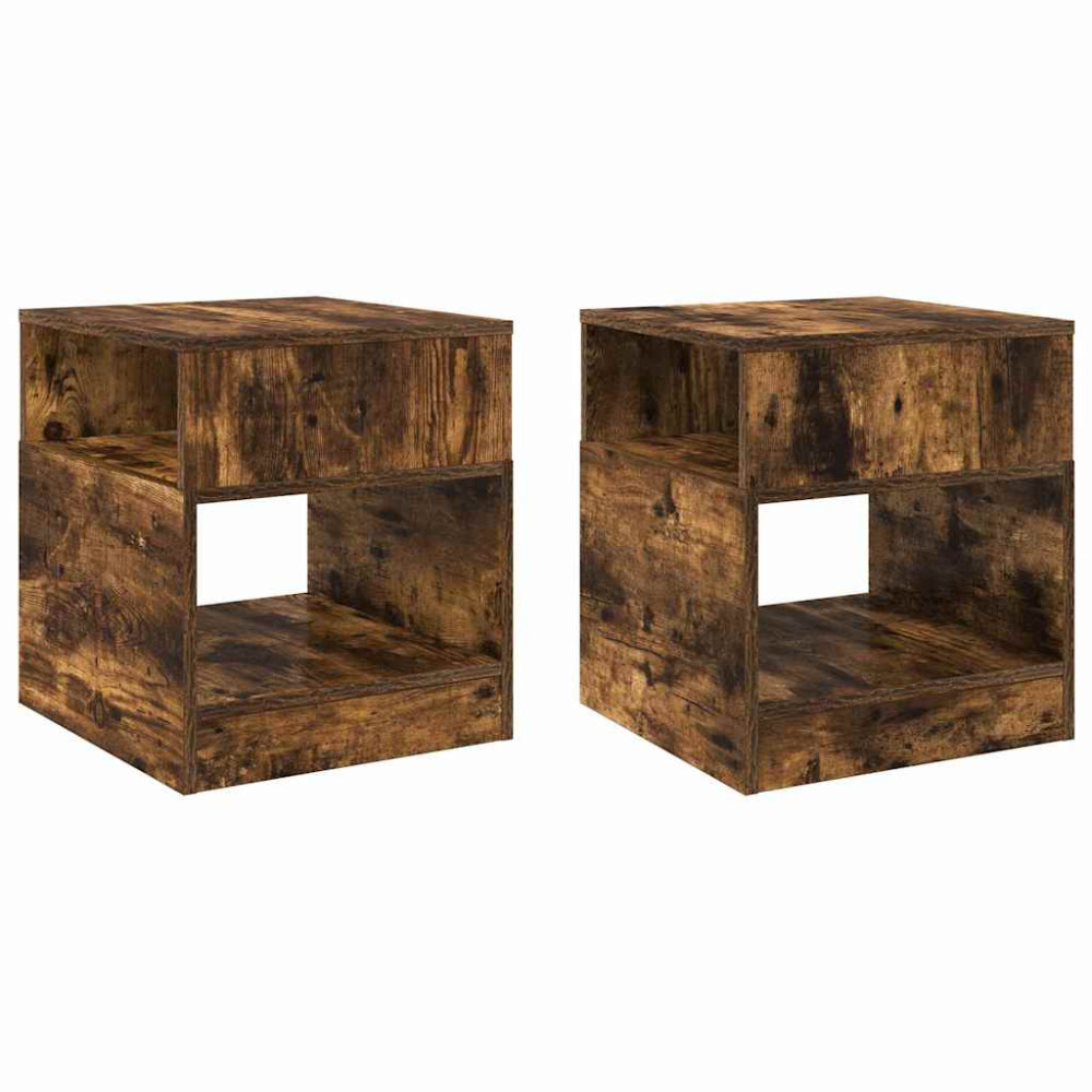 Produktbild för Sidobord 2 pcs Rökt ek 40,5 x 40 x 45 cm Konstruerat trä