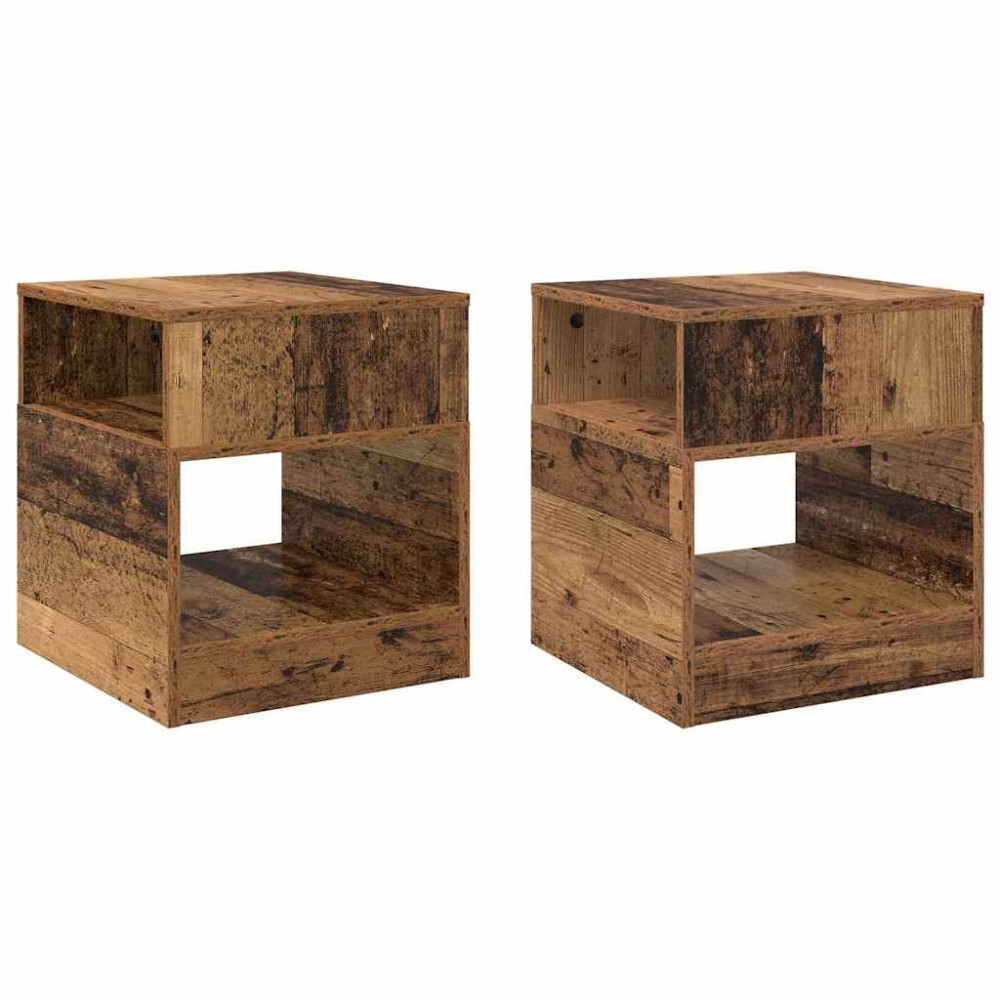 Produktbild för Sidobord 2 pcs Gammalt trä 40,5 x 40 x 45 cm Konstruerat trä