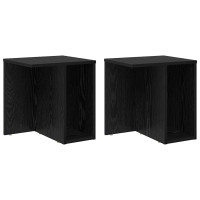 Produktbild för Sidobord 2 pcs Svart Ek 37 x 32 x 40 cm Konstruerat trä