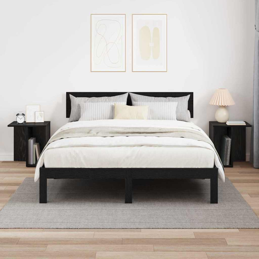 Produktbild för Sidobord 2 pcs Svart Ek 37 x 32 x 40 cm Konstruerat trä