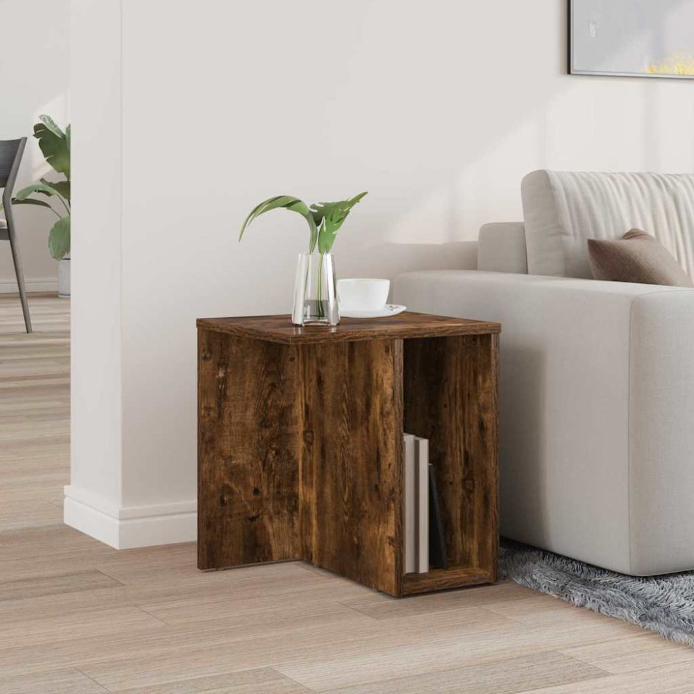 Produktbild för Sidobord Rökt ek 37 x 32 x 40 cm Konstruerat trä