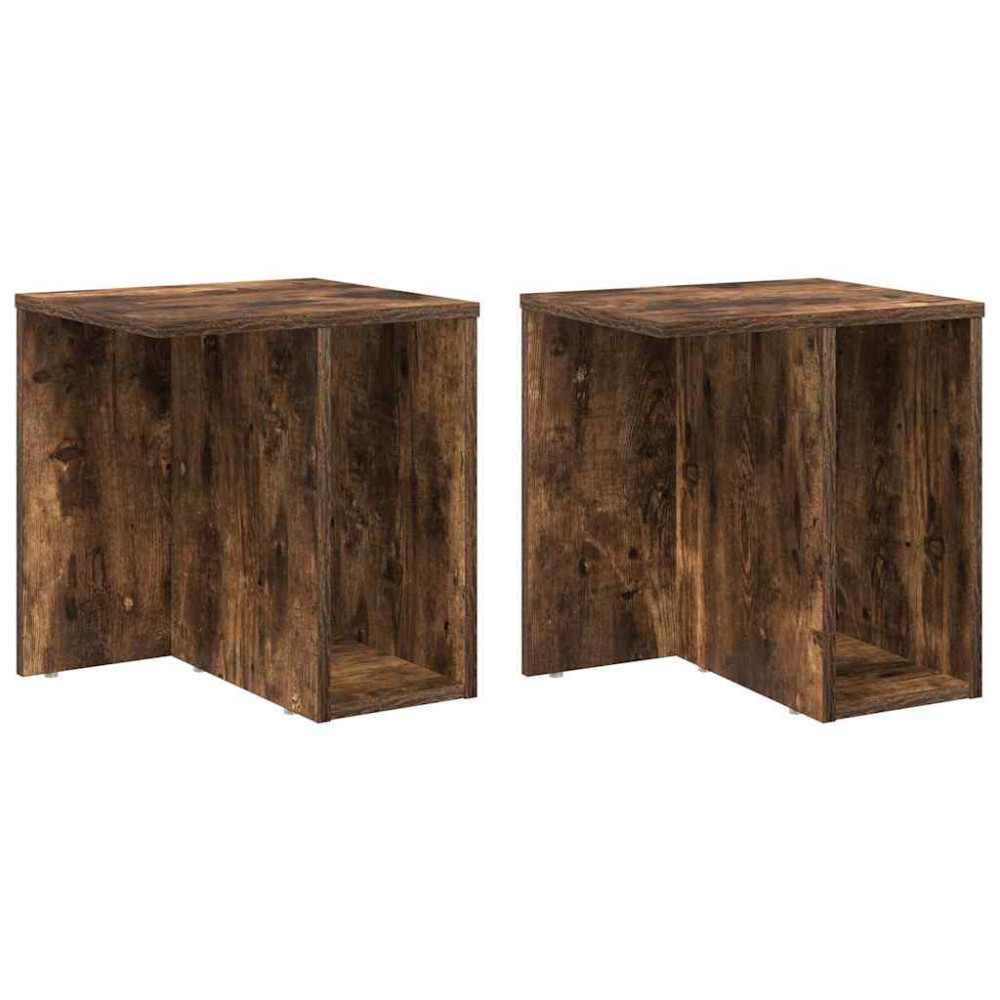 Produktbild för Sidobord 2 pcs Rökt ek 37 x 32 x 40 cm Konstruerat trä