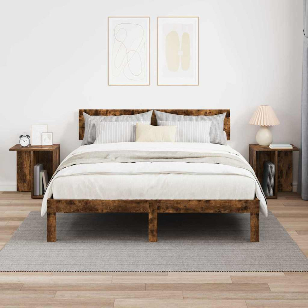 Produktbild för Sidobord 2 pcs Rökt ek 37 x 32 x 40 cm Konstruerat trä