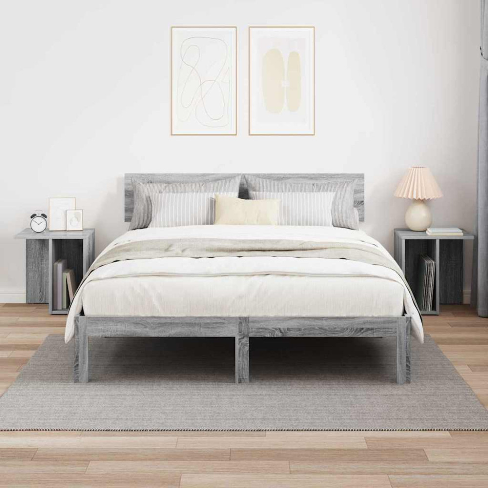 Produktbild för Sidobord 2 pcs Grå Sonoma 37 x 32 x 40 cm Konstruerat trä
