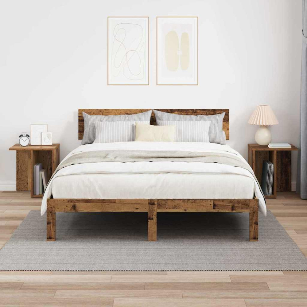 Produktbild för Sidobord 2 pcs Gammalt trä 37 x 32 x 40 cm Konstruerat trä