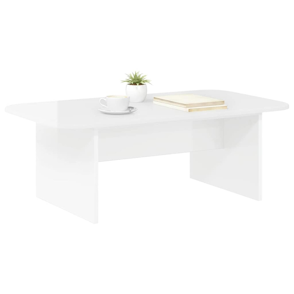 Produktbild för Kaffeebord Högblanka vita 93 x 53 x 33 cm Konstruerat trä