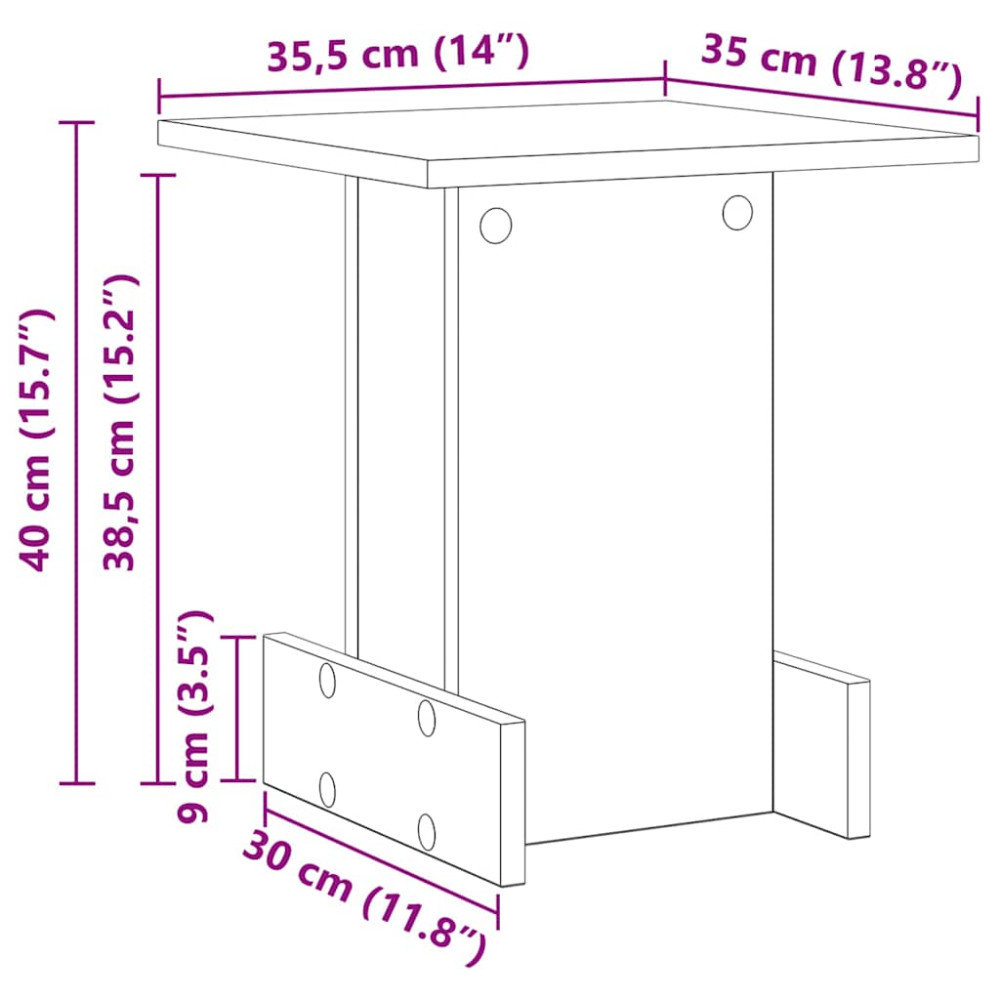 Produktbild för Sidobord Vit 35,5 x 35 x 40 cm Konstruerat trä