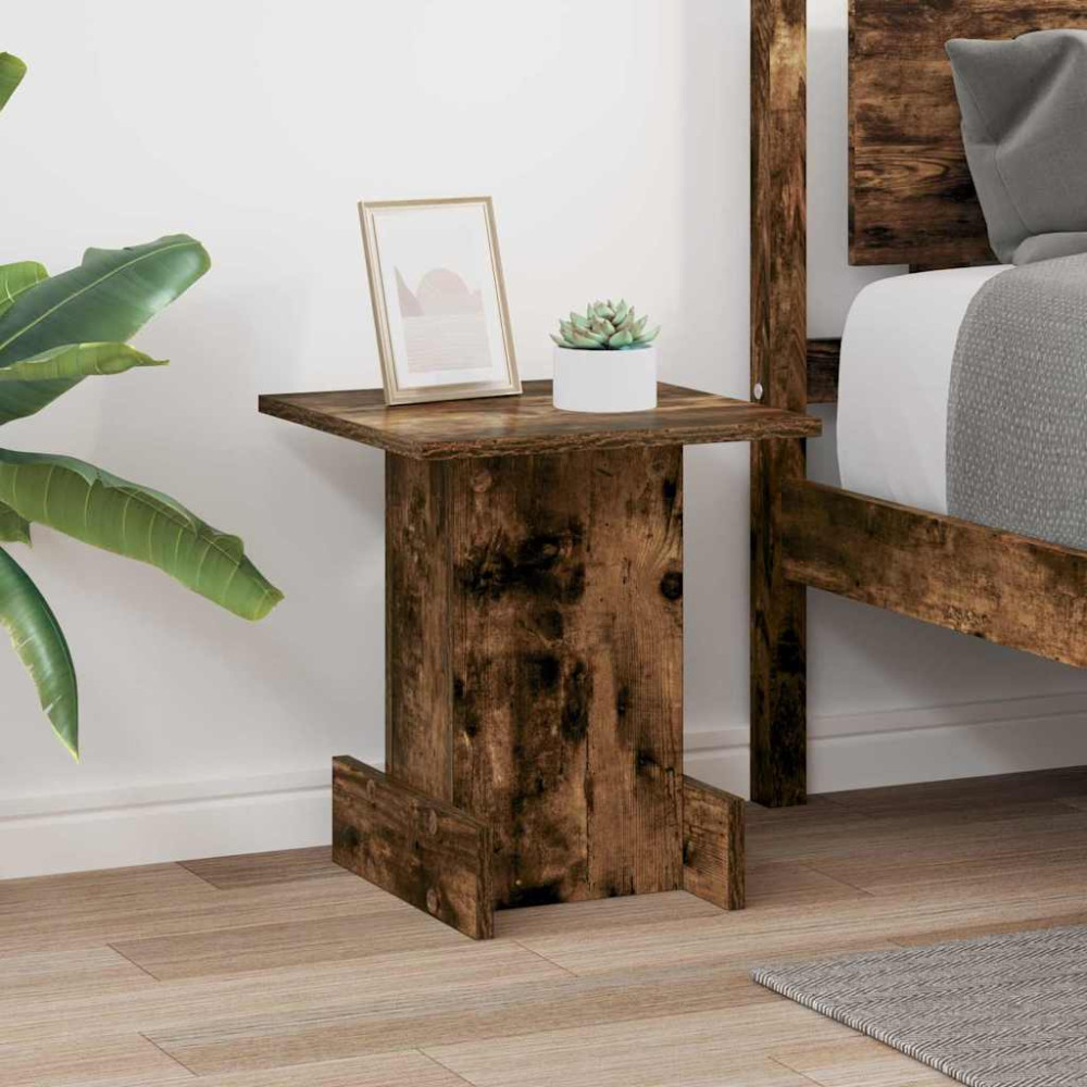 Produktbild för Sidobord Rökt ek 35,5 x 35 x 40 cm Konstruerat trä