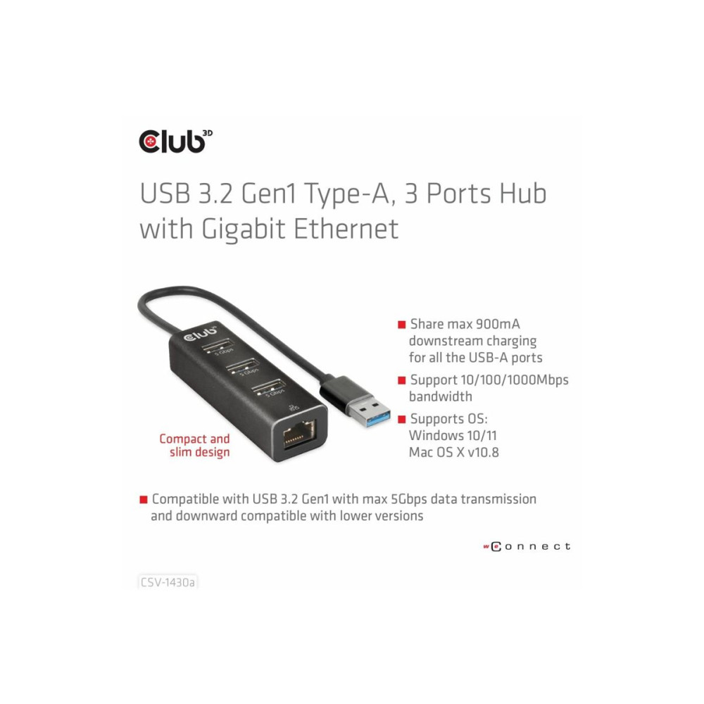 Produktbild för Club 3D CSV-1430A - hubb - 4 portar