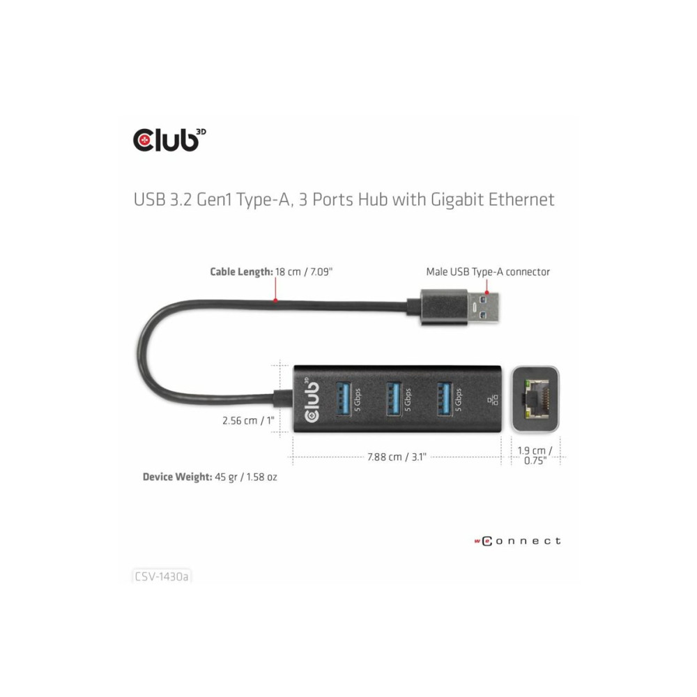 Produktbild för Club 3D CSV-1430A - hubb - 4 portar