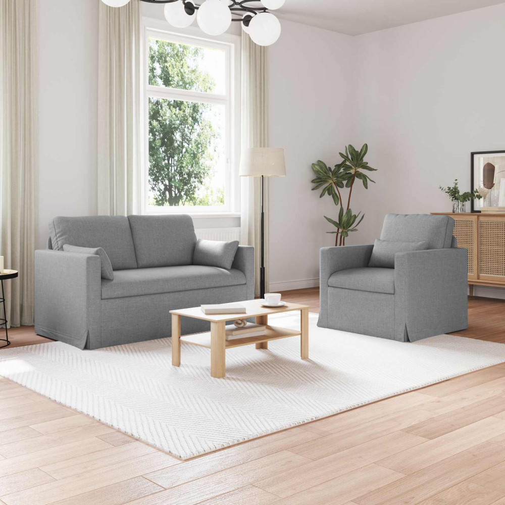 Produktbild för Soffset 2 pcs Ljusgrå 139 x 78 x 80 cm tyg
