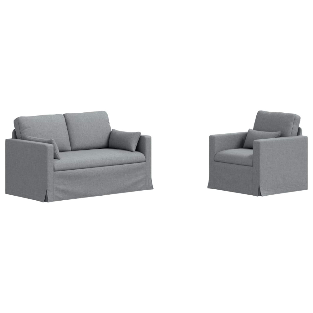 Produktbild för Soffset 2 pcs Ljusgrå 139 x 78 x 80 cm tyg
