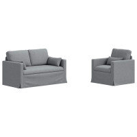 Produktbild för Soffset 2 pcs Ljusgrå 139 x 78 x 80 cm tyg
