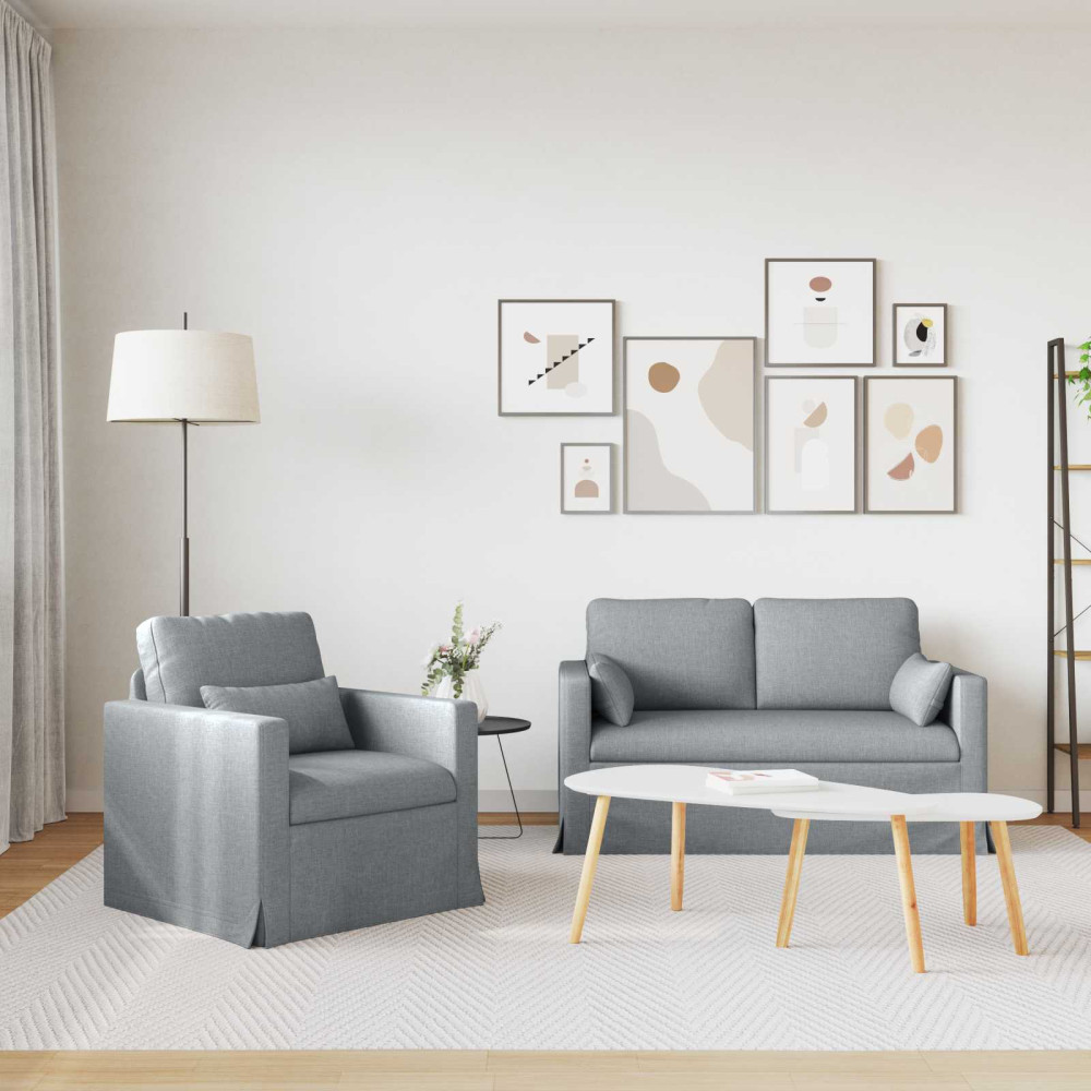 Produktbild för Soffset 2 pcs Ljusgrå 139 x 78 x 80 cm tyg